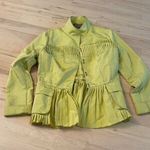 Eccoci-Embroidered Textured Jacket-Ruffle-Floral-Unique-Size 8